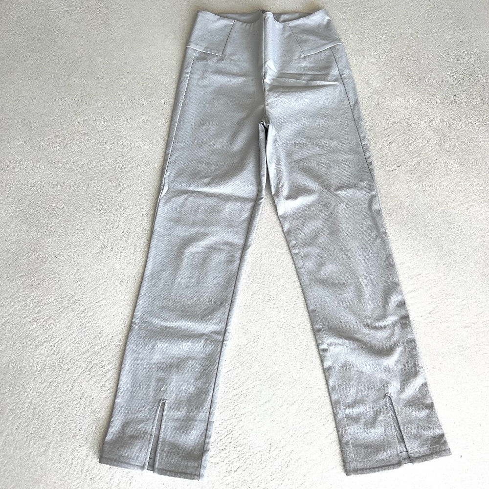 sz S Athleta Lightweight High Waist Flat Front Slacks Front Slit